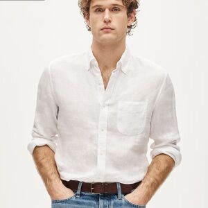 J. Crew Tall Baird McNutt Irish linen shirt Long Sleeve Crisp Size Large Tall LT